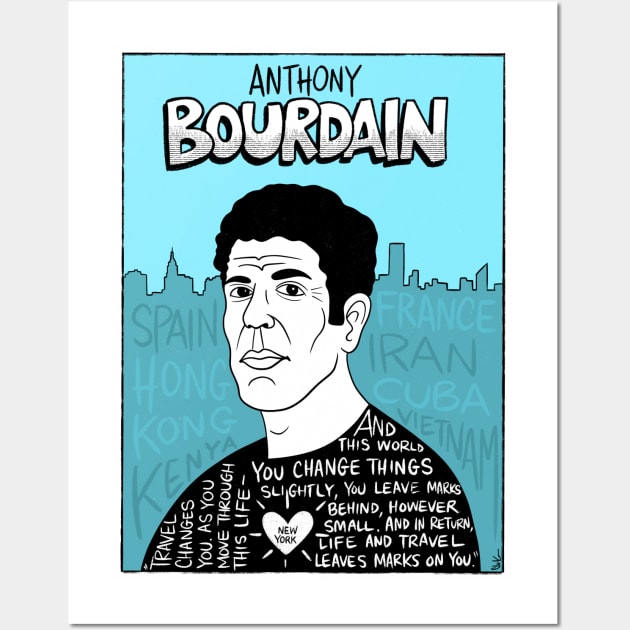 Anthony Bourdain Pop Folk Art Wall Art by krusefolkart